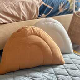 Carmel Muslin Rainbow Pillow Handmade Kids Room Decor - thumbnail 1