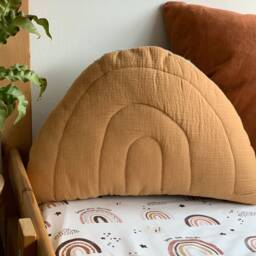 Carmel Muslin Rainbow Pillow Handmade Kids Room Decor - thumbnail 4
