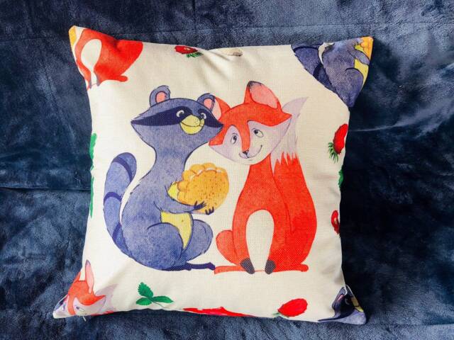 Forest Animals & Wild Strawberries Print, Decorative Pillow Covers - image 1
