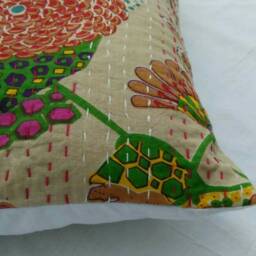 Indian Pillow Cover, Handmade Floral Cushion, Kantha Pillocases, Cushion Cover Size 16x16 Gift For Wife, Gift Him, Gifts, Valentine's Day - thumbnail 2