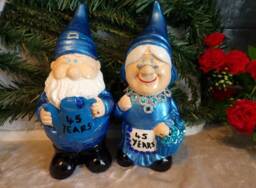 45Th Wedding Anniversary Garden Gnomes ~Sapphire, Handmade , Personalised Quirky Gift
