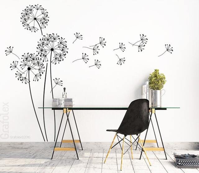 Wall Sticker Modern Dandelion With Flying Seeds, Height 151 cm, Wall Living Room Decoration W317 - image 1