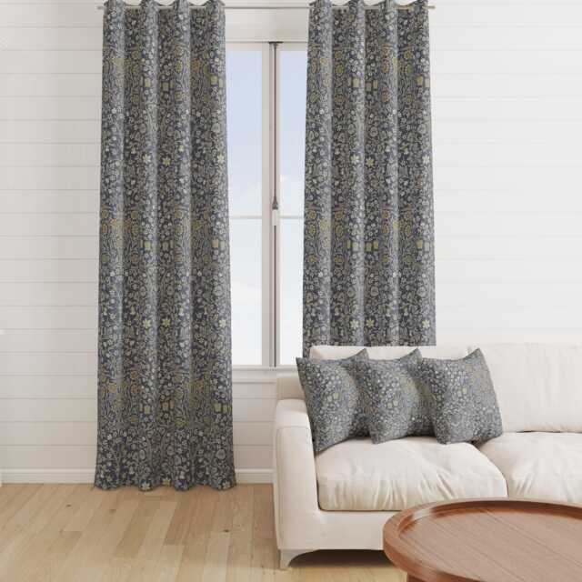 Custom Made William Morris Blackthorne Slate Blackout Lining Curtains 3 - image 1
