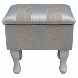 Small Dressing Table Storage Stool in A Woburn Beige Striped Fabric - 17062 - thumbnail 3