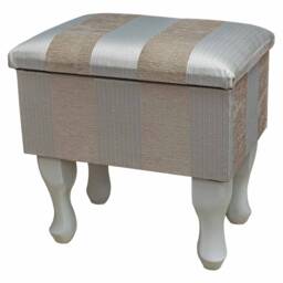 Small Dressing Table Storage Stool in A Woburn Beige Striped Fabric - 17062 - thumbnail 1