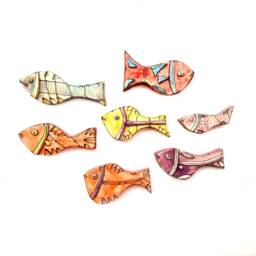 Colorful Ceramic Fish Wall Art Beach House Decor, Set Of 7 - thumbnail 3
