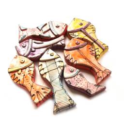 Colorful Ceramic Fish Wall Art Beach House Decor, Set Of 7 - thumbnail 2