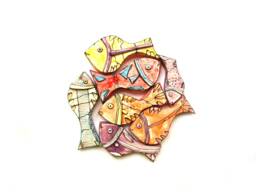Colorful Ceramic Fish Wall Art Beach House Decor, Set Of 7 - thumbnail 1