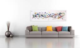 Large Abstract Landscape Art - Original Multicoloured Acrylic Painting - Handmade Contemporary Wall Decor - thumbnail 1