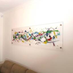Large Abstract Landscape Art - Original Multicoloured Acrylic Painting - Handmade Contemporary Wall Decor - thumbnail 2