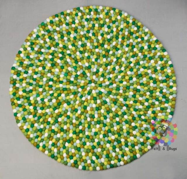 Handmade Wool Felt Ball Rug Round Nursery Rug - image 1