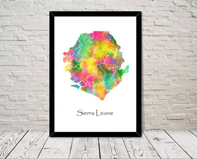 Sierra Leone Art Watercolour Illustration Map Abstract Print Wall Home Decor Giclee Print Office Living Room