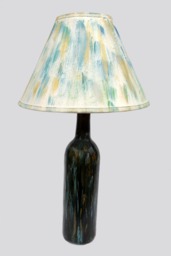 Turquoise & Gold Accent Lamp, Upcycled Wine Bottle, Hand-Painted, Gift For Mom, Mother's Day