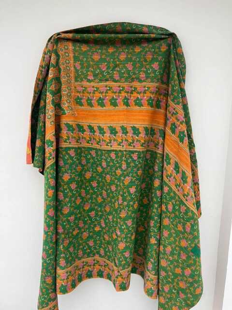 Vintage Cotton Kantha Quilt Reversible Patchwork Block Print Handmade Boho Throw - image 1