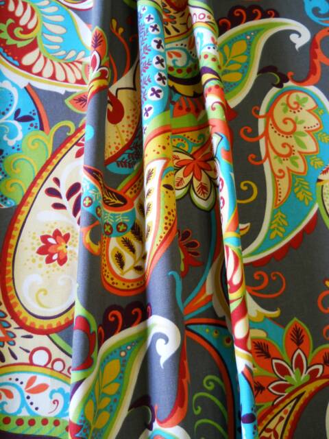 Paisley Curtain Panel, Multi Color Whimsy Mardi Gras, Custom Window Drapery - image 1