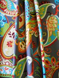 Paisley Curtain Panel, Multi Color Whimsy Mardi Gras, Custom Window Drapery - thumbnail 1