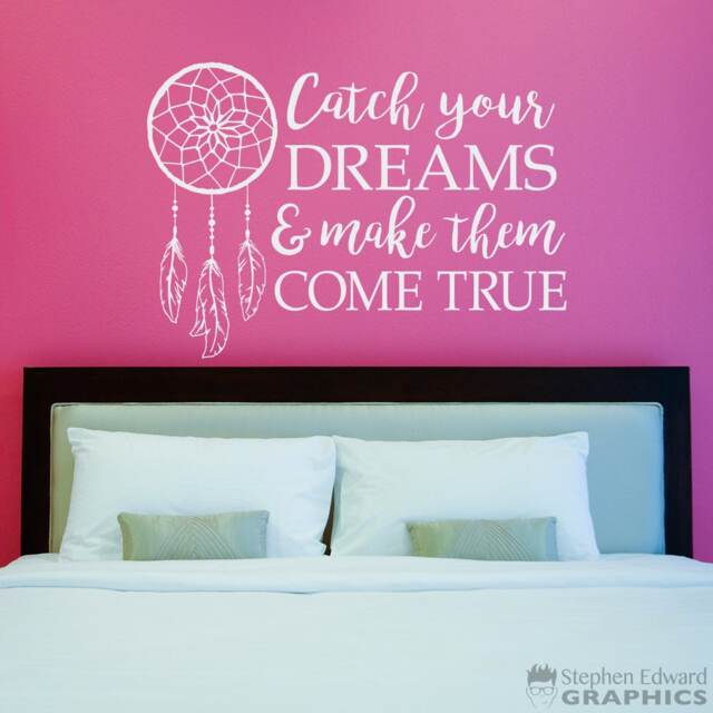 Dreamcatcher Wall Decal Catch Your Dreams Quote, Bedroom Vinyl - image 1