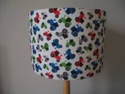 Tractor Lampshade Colourful Kids Cotton Farmyeard Fabric Lamp Shade Red Green Blue Handmade Drum Ceiling Pendant Or Table Floor