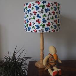 Tractor Lampshade Colourful Kids Cotton Farmyeard Fabric Lamp Shade Red Green Blue Handmade Drum Ceiling Pendant Or Table Floor - thumbnail 3