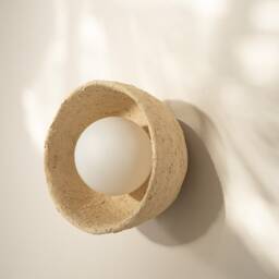 Handmade Beige Ceramic Wall Sconce Natural Wabi Sabi Lamp - thumbnail 3