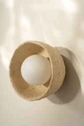 Handmade Beige Ceramic Wall Sconce Natural Wabi Sabi Lamp