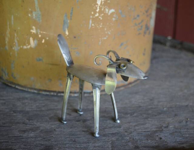 Goat Silverware Small Farm Sculptures Garden Vintage Silver Metal Animal Lover Gift Handmade - image 1