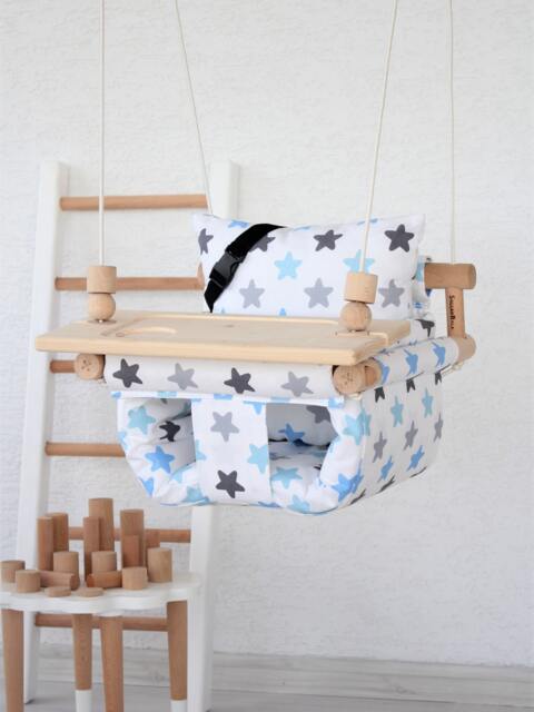 Handmade Wooden Baby Swing Montessori Highchair With Table - image 1