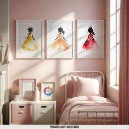 Princess Nursery Prints - Set Of 3 Posters - Kids Print Girls Room Wall Art Bedroom Decor Playroom Artwork Baby Gifts - thumbnail 2