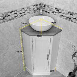 Painted Corner Sink Vanity - Oak Top, Ceramic Basin - thumbnail 4