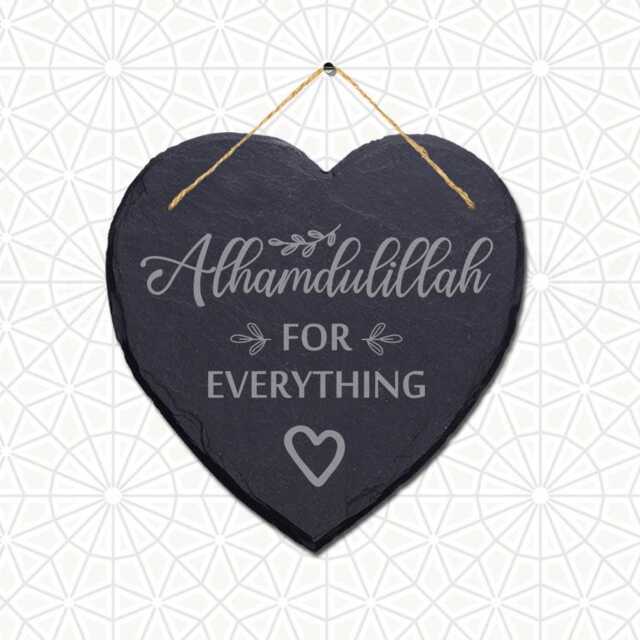 Alhamdulillah For Everything Engraved Islamic Wall Hanging Slate Plaque Sign - image 1