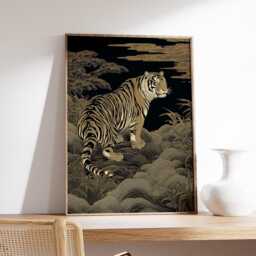 Japanese Tiger Poster, Retro Wall Art, Vintage Animal Art Print - thumbnail 2