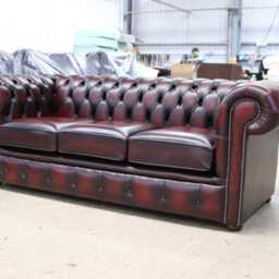 Sofa 3 Seater Chesterfield Handmade Brand New Antique Oxblood/Green/Tan - thumbnail 3