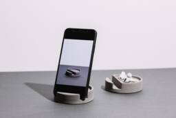 Concrete Phone Holder Jesmonite Desk Organizer Office Decor - thumbnail 1