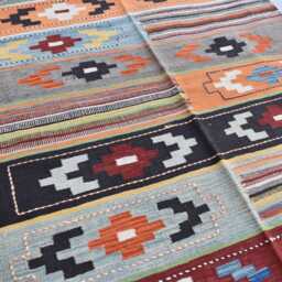 Handwoven Afghan Kilim Rug Geometric Wool Tribal Design - 6.6x4.11 Ft - thumbnail 2