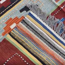 Handwoven Afghan Kilim Rug Geometric Wool Tribal Design - 6.6x4.11 Ft - thumbnail 4
