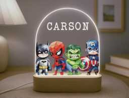Personalised Child's Superhero Night Light - Birthday Gift Bedroom Decor - thumbnail 1