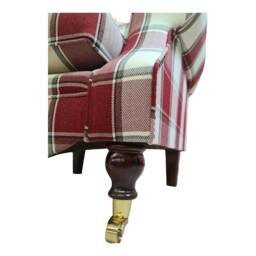 Wing Back Cottage Fireside Chair Aldernay Rosso Red Tartan Fabric - thumbnail 4