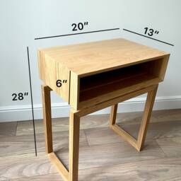 Bed Side Table, Nightstand With Drawer, Oak Bedside Solid Wood Nightstand, Night Stand For Bedroom - thumbnail 3