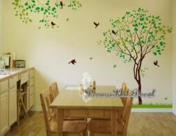 Birch Tree Wall Decal With Flying Birds, Nursery Decor - thumbnail 1