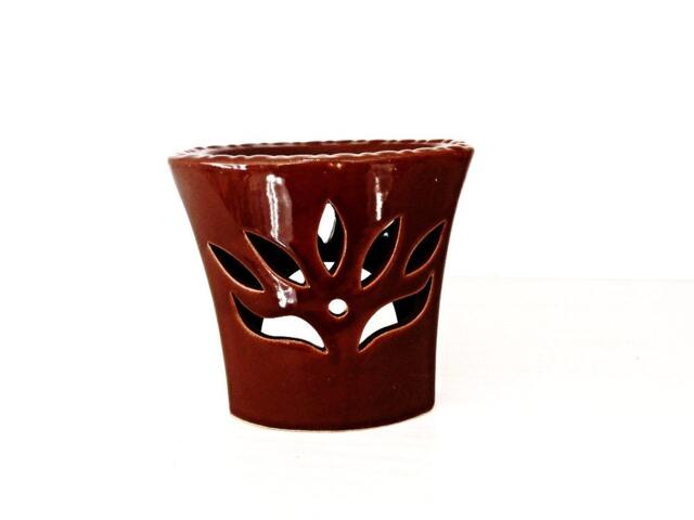 Ceramic Oil Burner Lotus Essential Diffuser Hot Brown Porcelain Room Fragrance Feng Shui Aromatherapy Candle Warmer Hand Painted Art - image 1