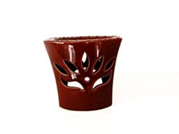 Ceramic Oil Burner Lotus Essential Diffuser Hot Brown Porcelain Room Fragrance Feng Shui Aromatherapy Candle Warmer Hand Painted Art - thumbnail 1