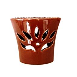 Ceramic Oil Burner Lotus Essential Diffuser Hot Brown Porcelain Room Fragrance Feng Shui Aromatherapy Candle Warmer Hand Painted Art - thumbnail 2