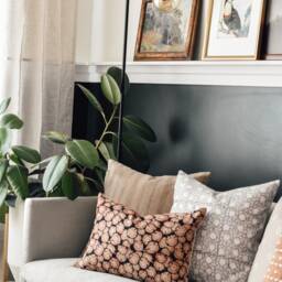 Indian Block Print Pillow Cover - Black, Beige, Rust - thumbnail 3