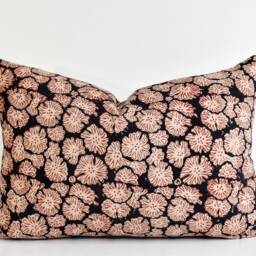 Indian Block Print Pillow Cover - Black, Beige, Rust - thumbnail 2
