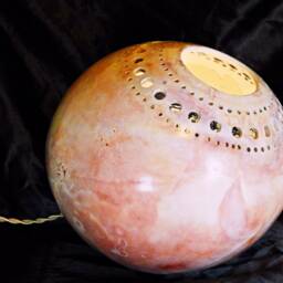 Saggar Firing Handcrafted Ceramic Lamp - Atmospheric Lampshade Table Raku Pottery Nevenka Martinello L2Bis - thumbnail 4