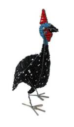 Beaded Guinea Fowl Sculpture, African Art Souvenir - thumbnail 4