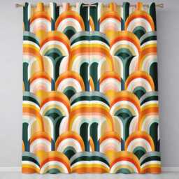 Rainbow Arch Mid Century Modern Seamless Pattern Readymade Eyelet Ring Top Thermal 100% Blackout Curtains - thumbnail 2
