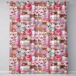 Dessert Cake Cupcake Donut Candy Sweet Treat Collage Pattern Cream Background Readymade Eyelet Ring Top Thermal 100% Blackout Curtains - thumbnail 2