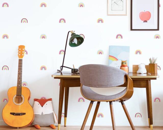 Rainbow Decals - 4 Color Stickers, Decor, Colorful Wall Scandi Rainbows, Kids Room Vinyl - image 1