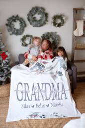 Grandma We Love You, Mother's Day Gift, Christmas Present, Floral Style Blanket, Personalized Mom Gift For Grandparent - thumbnail 1